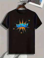 WOW Pattern Print Men's Sports T-shirt Graphic Tee