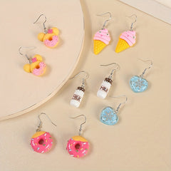 5 Pairs Cute Donut Ice Cream Earring Set for Girls