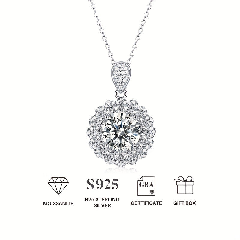 5ct Moissanite Necklace 925 Silver Women's Pendant Chain Jewelry Decor
