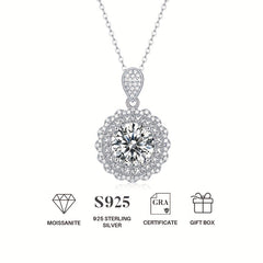 5ct Moissanite Necklace 925 Silver Women's Pendant Chain Jewelry Decor