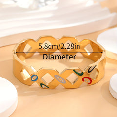 Colorful Eyes Pattern Golden Bracelet for Women, Girls