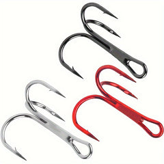 50pcs High Carbon Steel Fishing Hooks Treble Hooks for Saltwater Freshwater
