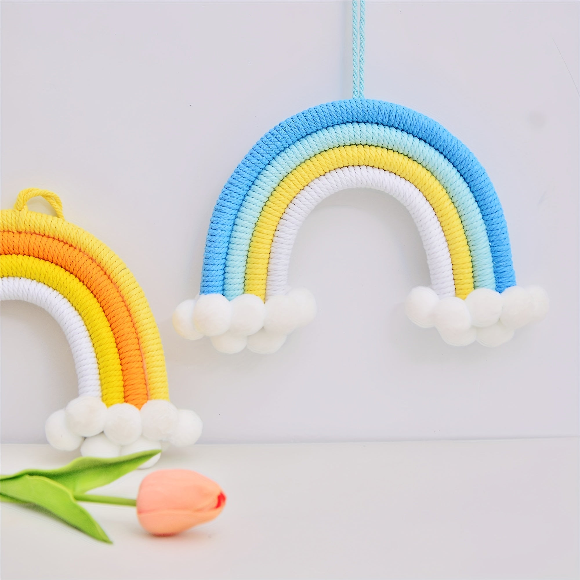 Handcrafted Rainbow Tassel Pendant Tapestry