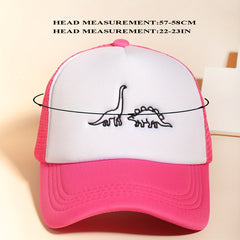Dino Embroidery Trucker Hat Pink Baseball Cap Adjustable Dad Hats For Women