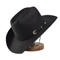 Men's Tweed Cowboy Hat Metal Buckle Wool Retro Knight Hat