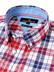 Men's Plaid Graphic Shirt Casual Cotton Lapel Button Down Long Sleeve Shirt