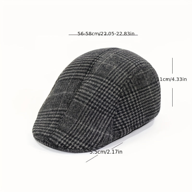 Men's Retro Cap Plaid Hat for Autumn and Winter