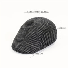 Men's Retro Cap Plaid Hat for Autumn and Winter