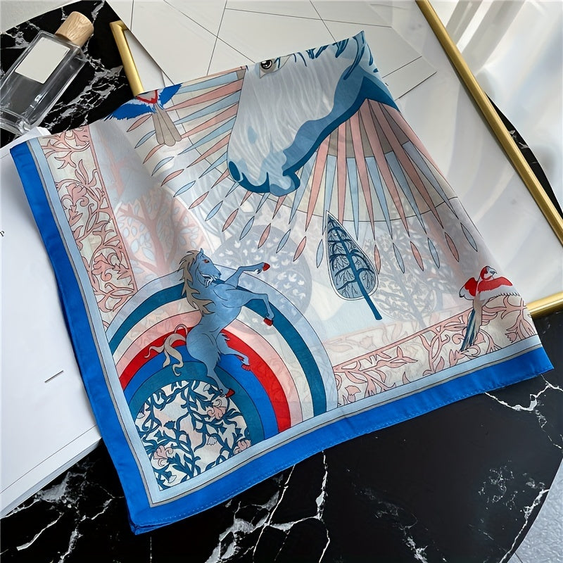 Unicorn Pattern Bandana Silk Scarf Casual Shawl