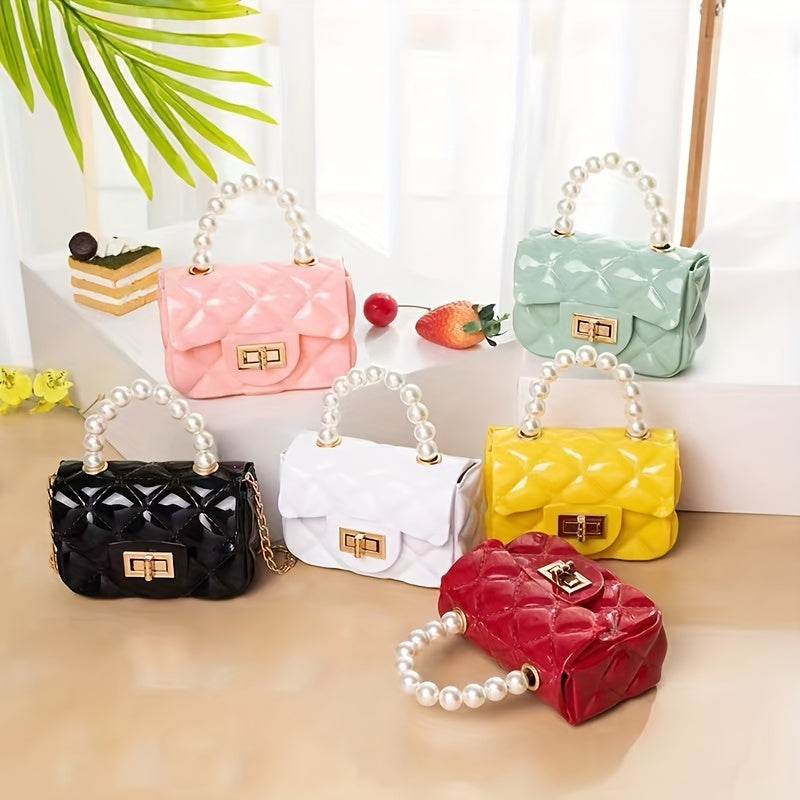 Argyle Faux Pearl Handle Mini Bag Shoulder Crossbody Chain Bag