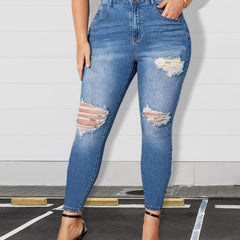 Ripped High Stretch Skinny Jeans