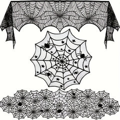 Halloween Lace Spider Web Tablecloth Flag Decoration