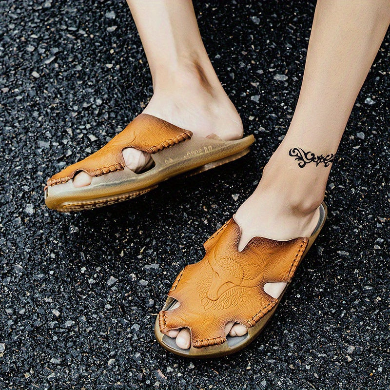 Men's Cut Out Stitch Detail Mules Casual Slippers for Beach