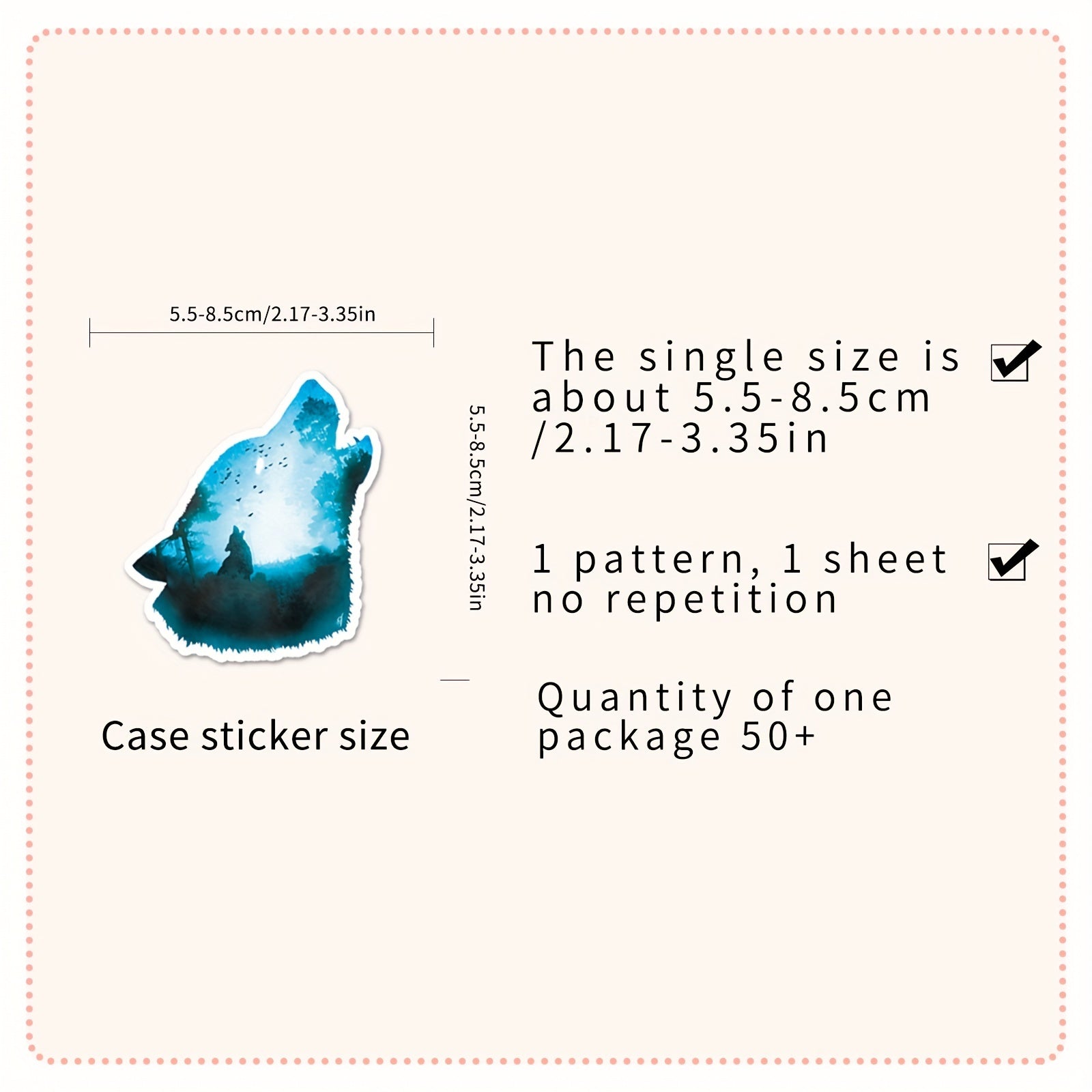 50pcs Wolf Pattern Waterproof Stickers for Water Bottles Laptops Scrapbooks