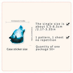 50pcs Wolf Pattern Waterproof Stickers for Water Bottles Laptops Scrapbooks
