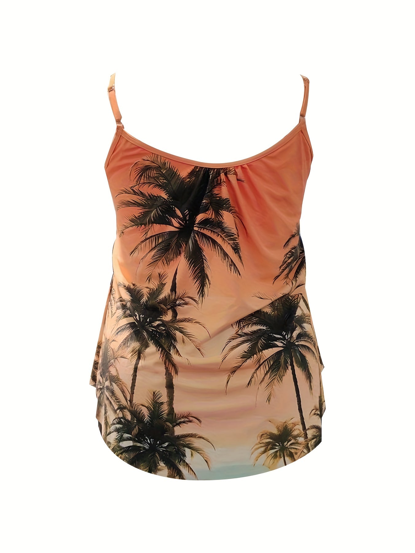 Boho Tankini Set Tie Front Cami Top & Boyshorts Swimsuit