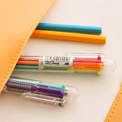 2pcs Cartoon Multicolor Ballpoint Pen 0.5mm Press Colorful 6 Pen 5.51inch