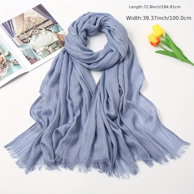 Solid Scarf Casual Frayed Edge Shawl Outdoor Sunscreen Wrap