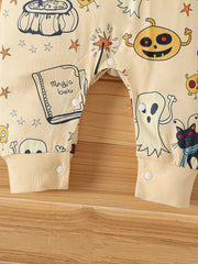 Infant Halloween Cartoon Print Long-sleeved Jumpsuit