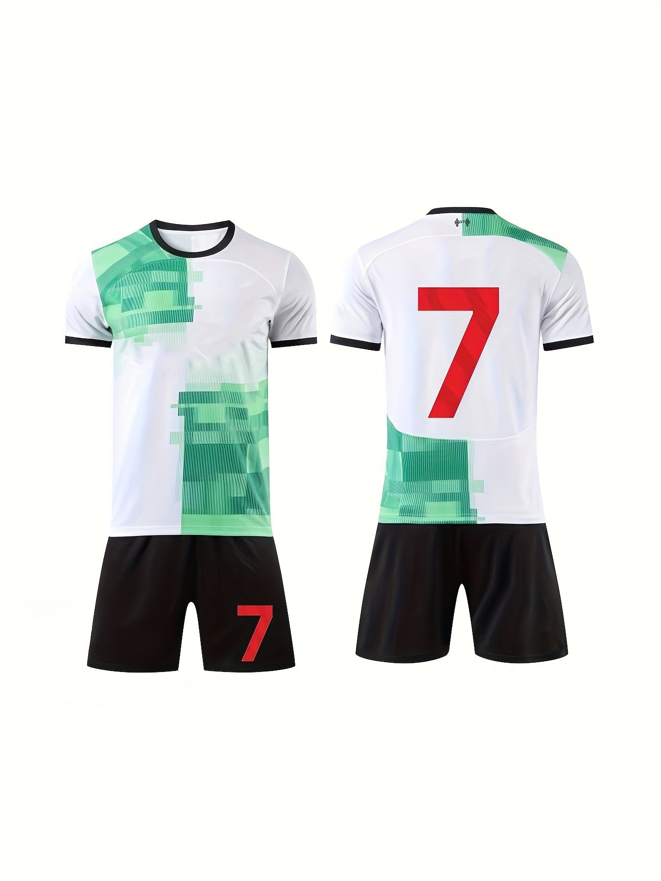 2 Boys Breathable Block 7 Football Training Outfit Quick drying