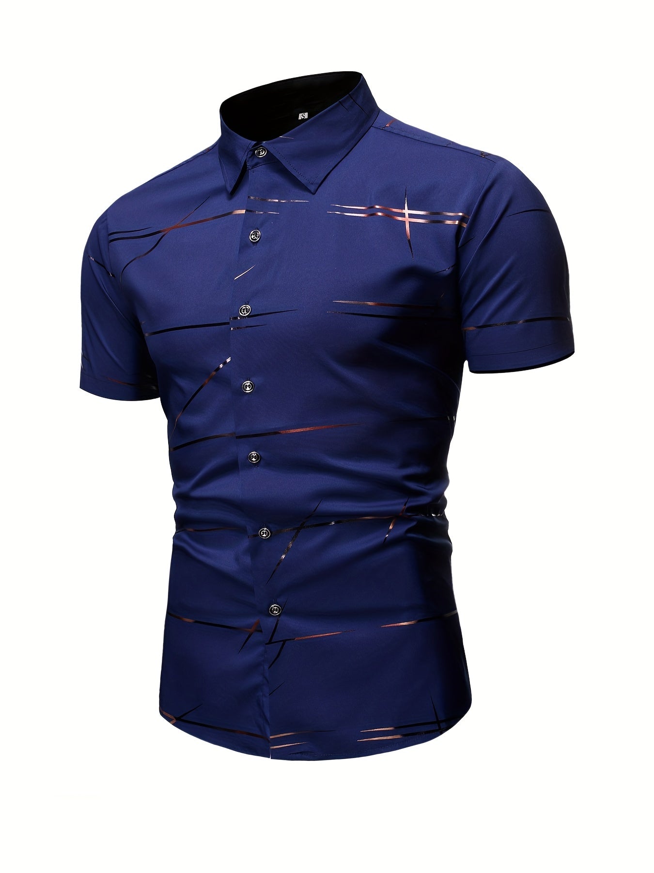 Stripe Print Men's Short Sleeve Shirt for Summer