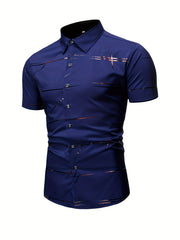 Stripe Print Men's Short Sleeve Shirt for Summer