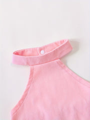 Stylish Halter Flared Leg Jumpsuit for Baby Girls