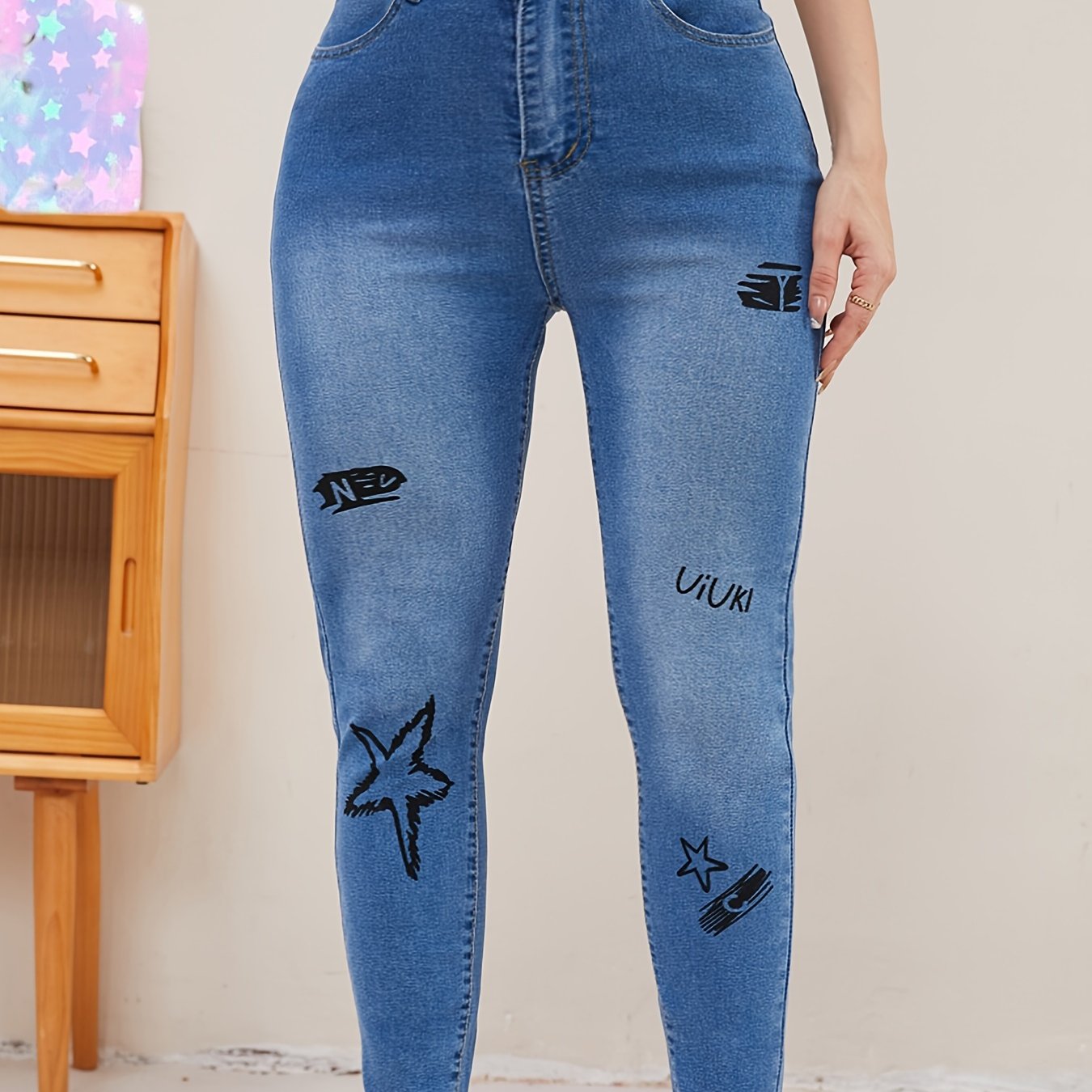 High Rise Button Fly Skinny Jeans
