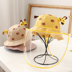 Kids Cartoon Giraffe Bucket Hat with Mask