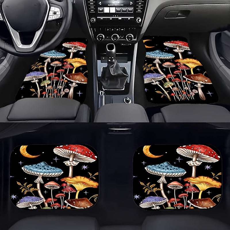 4pcs Colorful Car Floor Mats Non-slip Stain-resistant Front Rear Seat Carpets