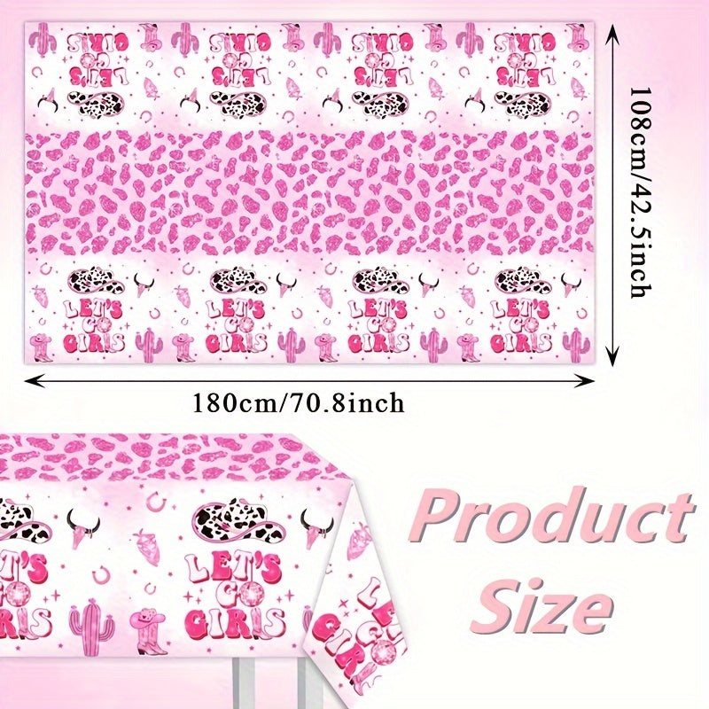 Disco Cowgirl Tablecloth Pink Plastic Rectangular Table Cover