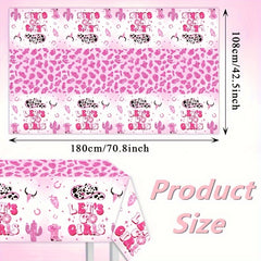 Disco Cowgirl Tablecloth Pink Plastic Rectangular Table Cover