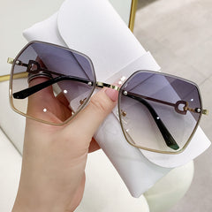 Square Rimless Sunglasses Women Gradient Lens