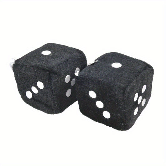 Plush Dice Car Hanger Stress Relief Squeeze Cube Fluffy Stuffed Car Decorat
