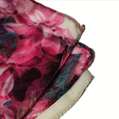 Vintage Flower Print Scarf Pink Gradient Warm Shawl Women