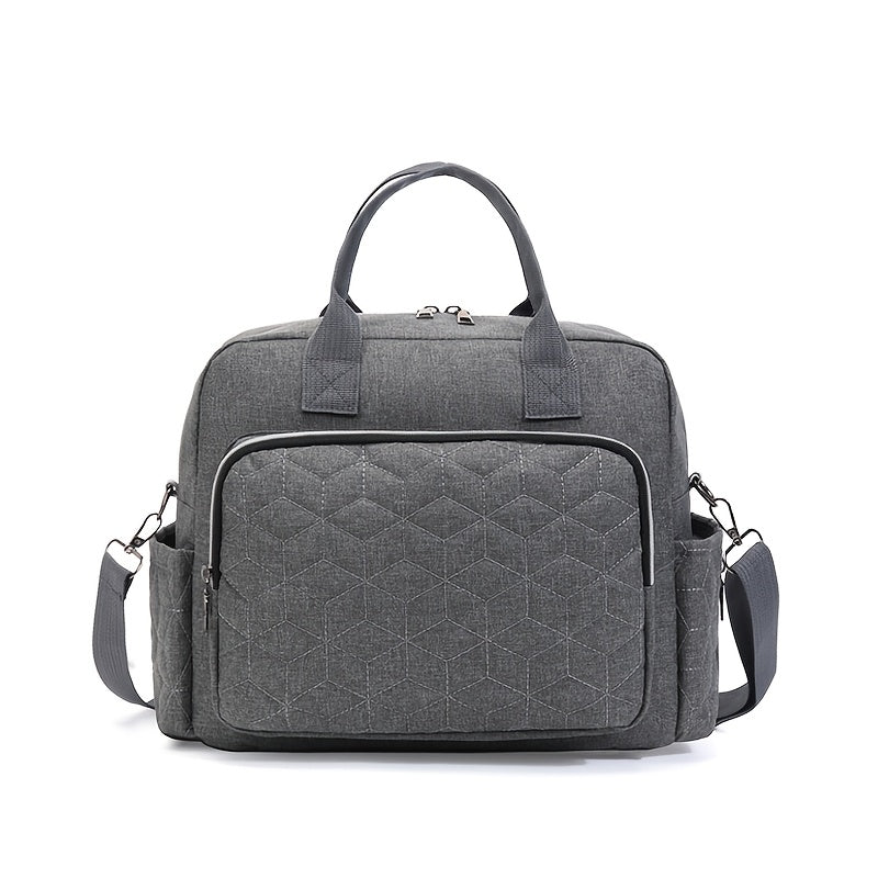 Stylish Grey Argyle Embroidered Mommy Bag