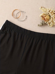 Contrast Trim Elastic Waist Shorts for Women