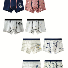 8pcs Boy's Cotton Boxer Briefs Cartoon Pattern Underwear Comfy Kid's Underpants