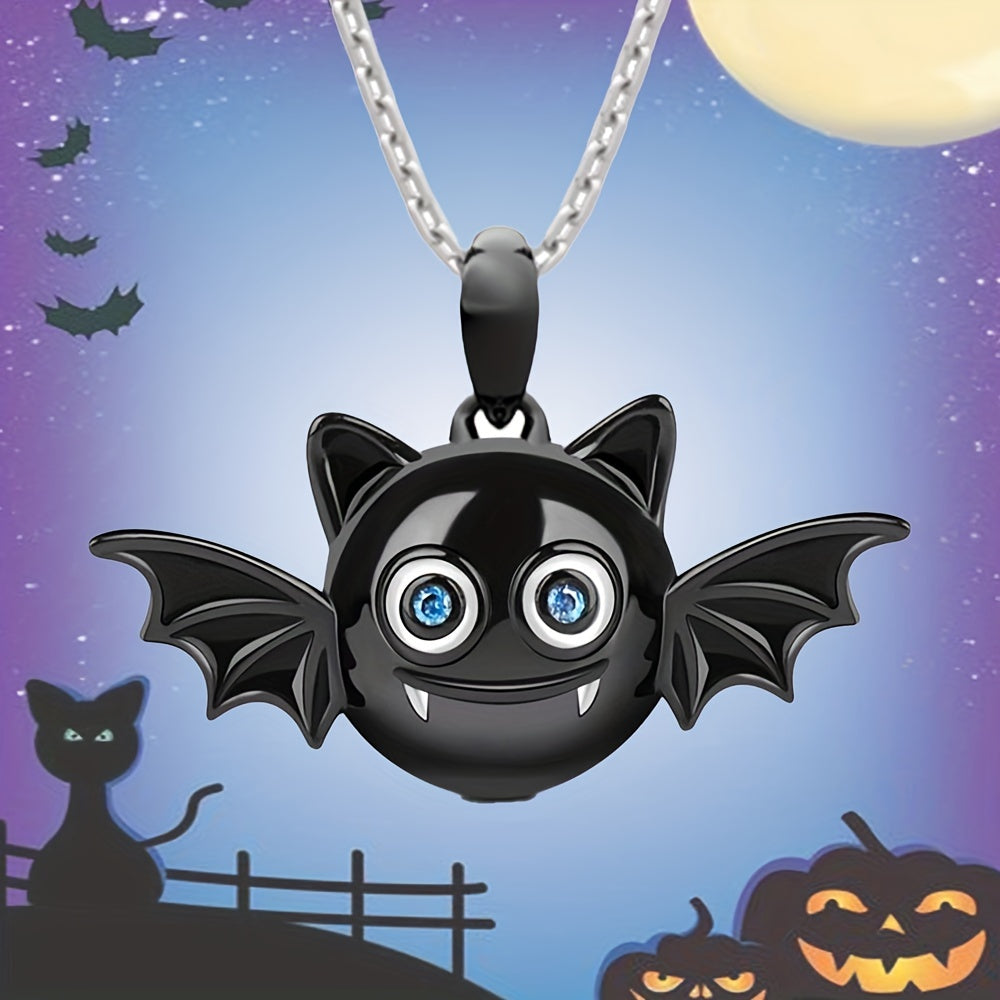 Girl's Bat Pendant Necklace Zircon Halloween Gift