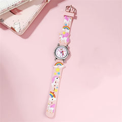 Children's Quartz Watch Rainbow Horse Soft Rubber Strap Boys Girls Watch