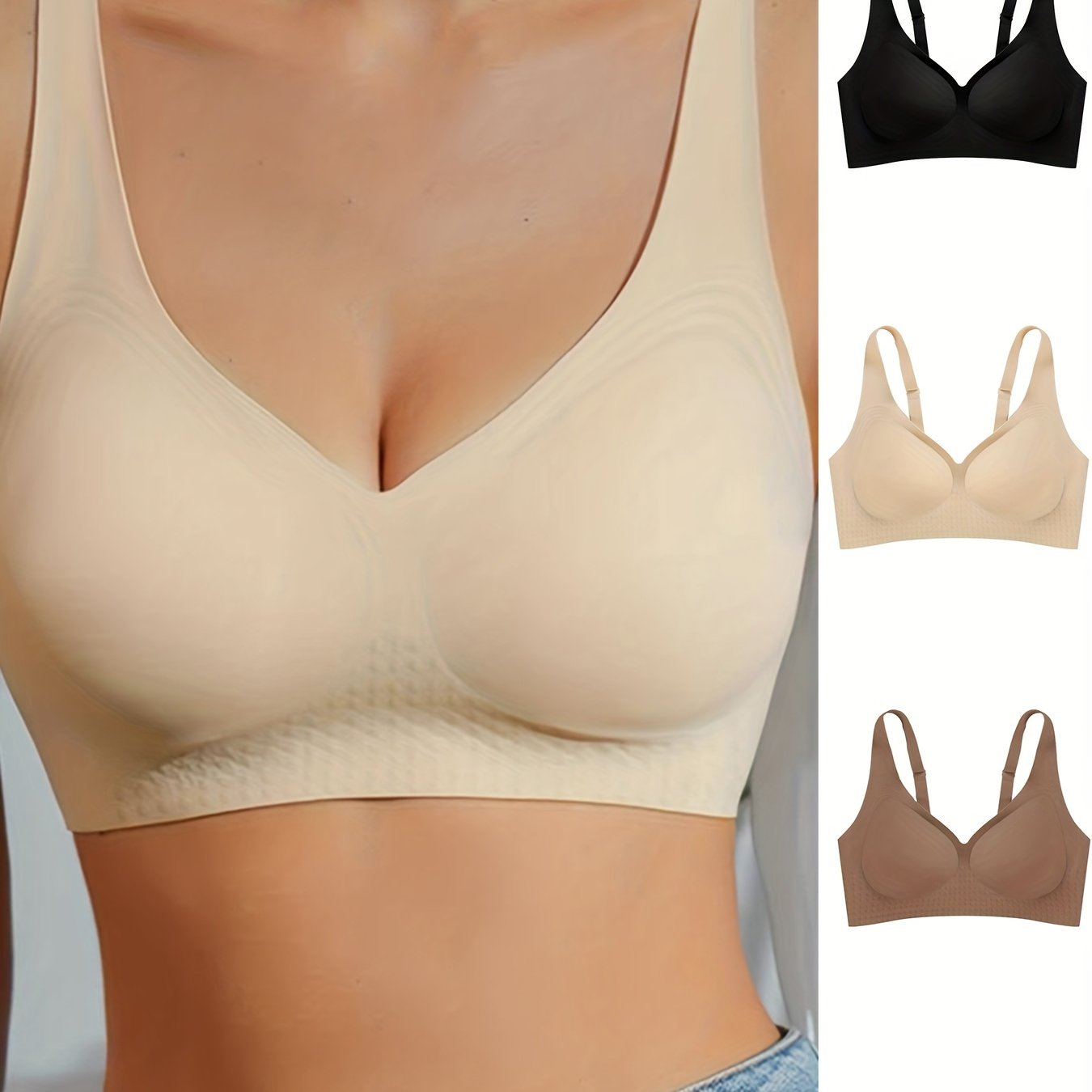 3pcs Seamless Push Up Bras Comfy & Breathable Women's Lingerie