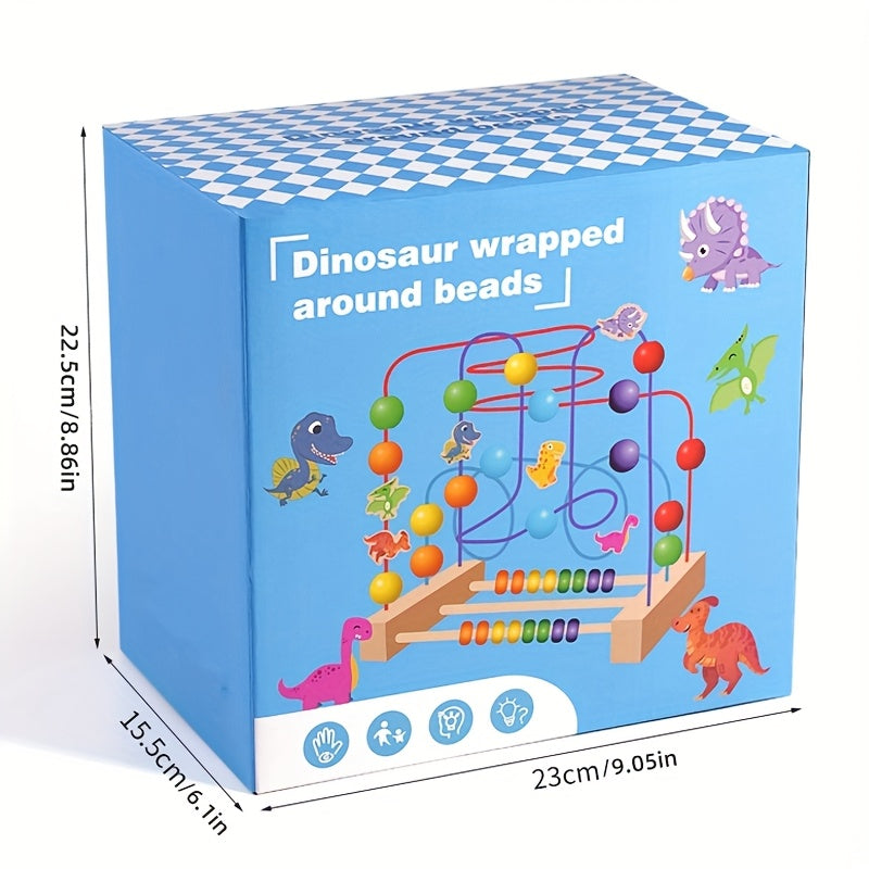 Colorful Wooden Dinosaur & Animal Bead Maze Toy for Kids