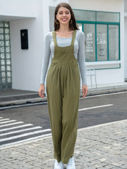 Ruched Overall Jumpsuit Wide Leg Sleeveless Casual Jumpsuit