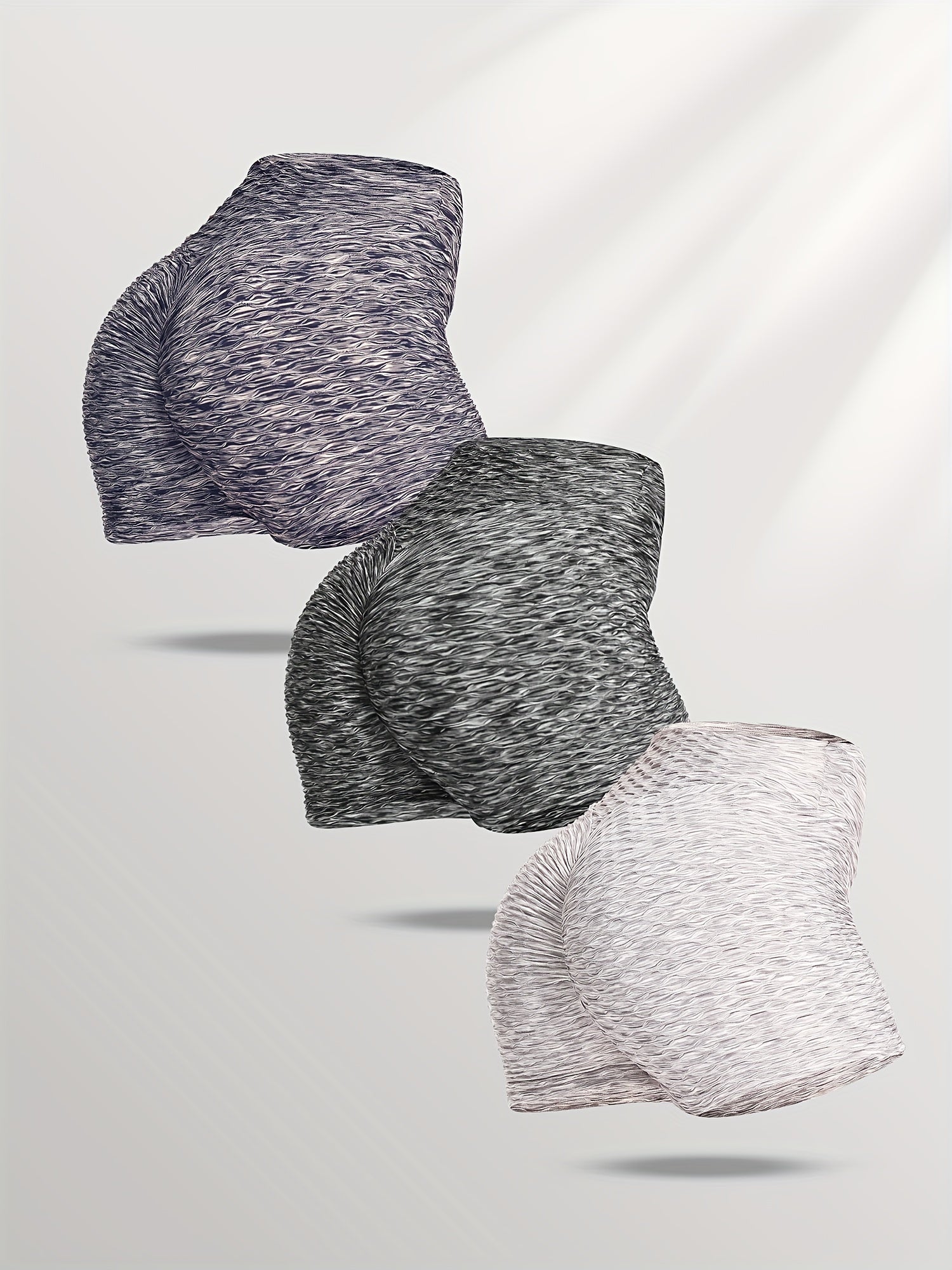 3Pack High Stretch Honeycomb Yoga Shorts for Women Butt Lifting