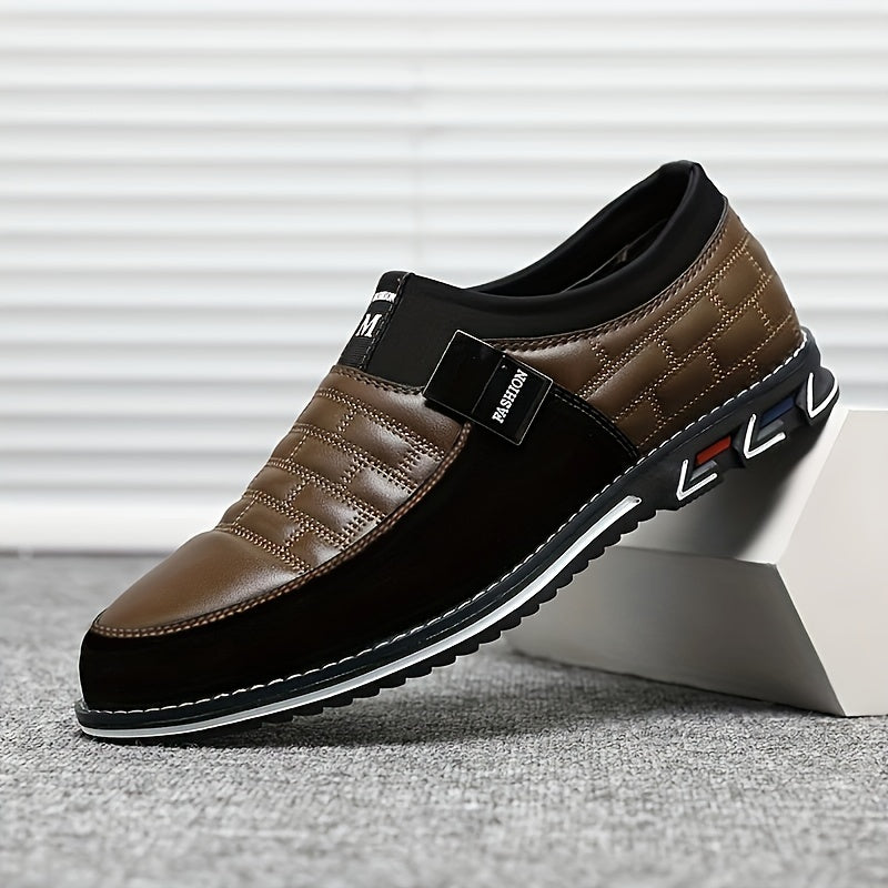 Men's Smart Casual Slip-On Dress Shoes with Stitching Detail