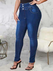 High Rise Skinny Jeans Women's High Stretch Denim Pants