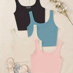 Ribbed Lounge Tops Scoop Neck Tank Top Women's Loungewear