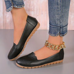 Women's Soft Sole Faux Leather Work Shoes Comfy Flats