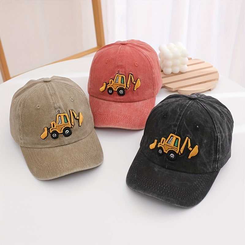 Kids Excavator Embroidered Adjustable Baseball Cap Sun Screen Sport Hat