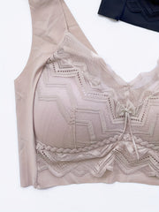 2pcs Lace Wireless Push Up Bra Comfy Breathable Women's Lingerie